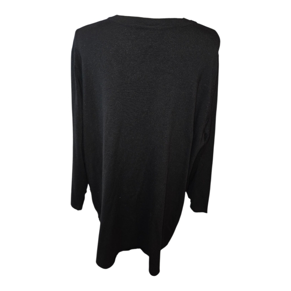 Jones New York Black Button Detail Tunic Length V-Neck Sweater Plus Size 2X New - Picture 4 of 7